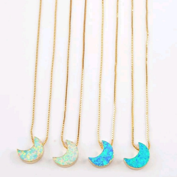 Only 1 of each-Japanese Opal moon necklace - Picture 2 of 7